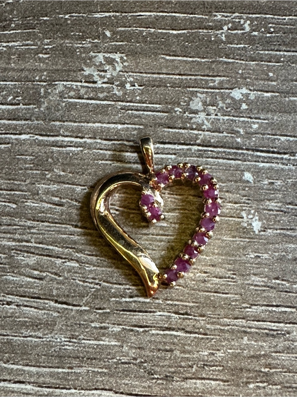 Vintage vermeil gold over Sterling 925 silver Open heart pendant ruby Gemstones